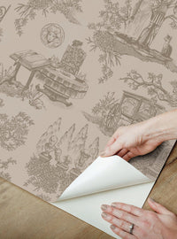 Papel mural autoadhesivo Disney Haunted Mansion Toile Taupe