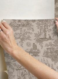 Papel mural autoadhesivo Disney Haunted Mansion Toile Taupe