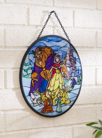 Cuadro de vitral La Bella y la Bestia: Una Navidad encantada