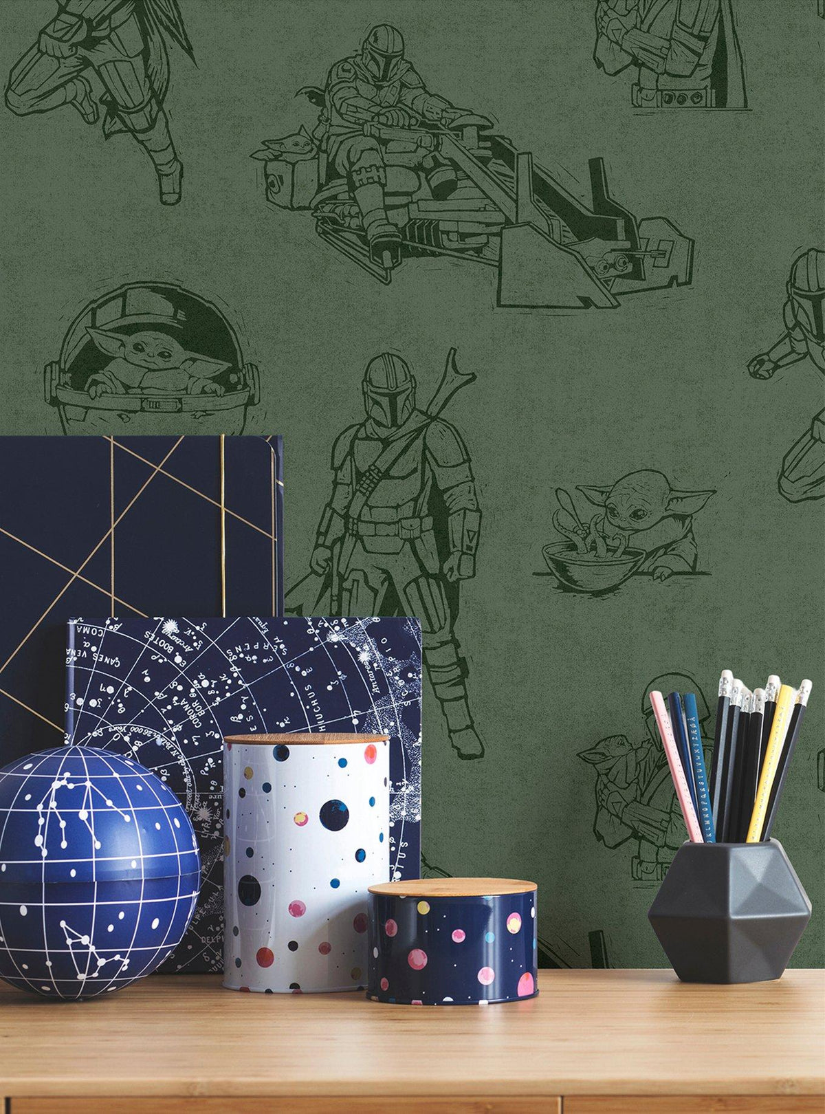 Papel mural autoadhesivo Star Wars: The Mandalorian y Grogu