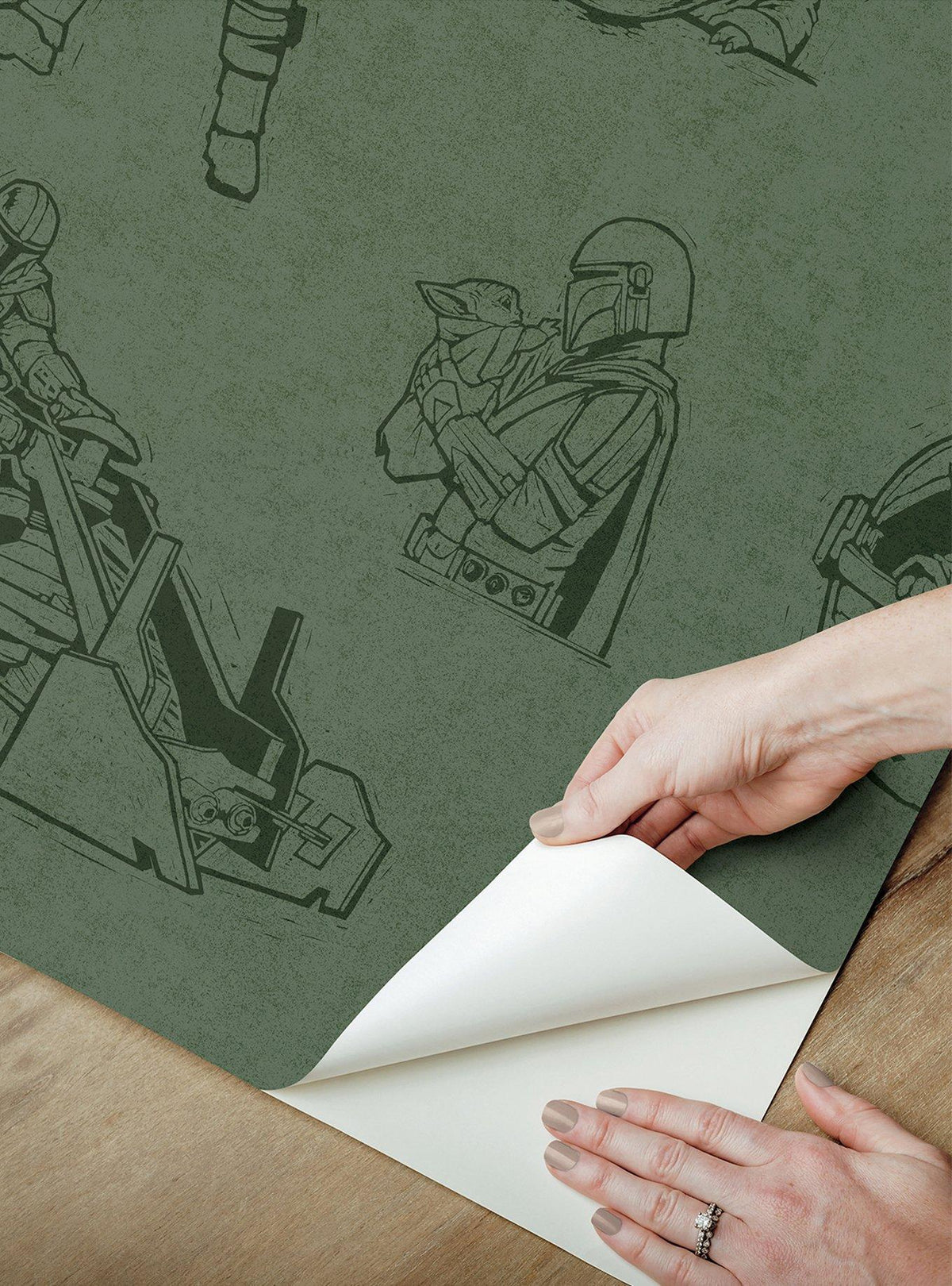 Papel mural autoadhesivo Star Wars: The Mandalorian y Grogu
