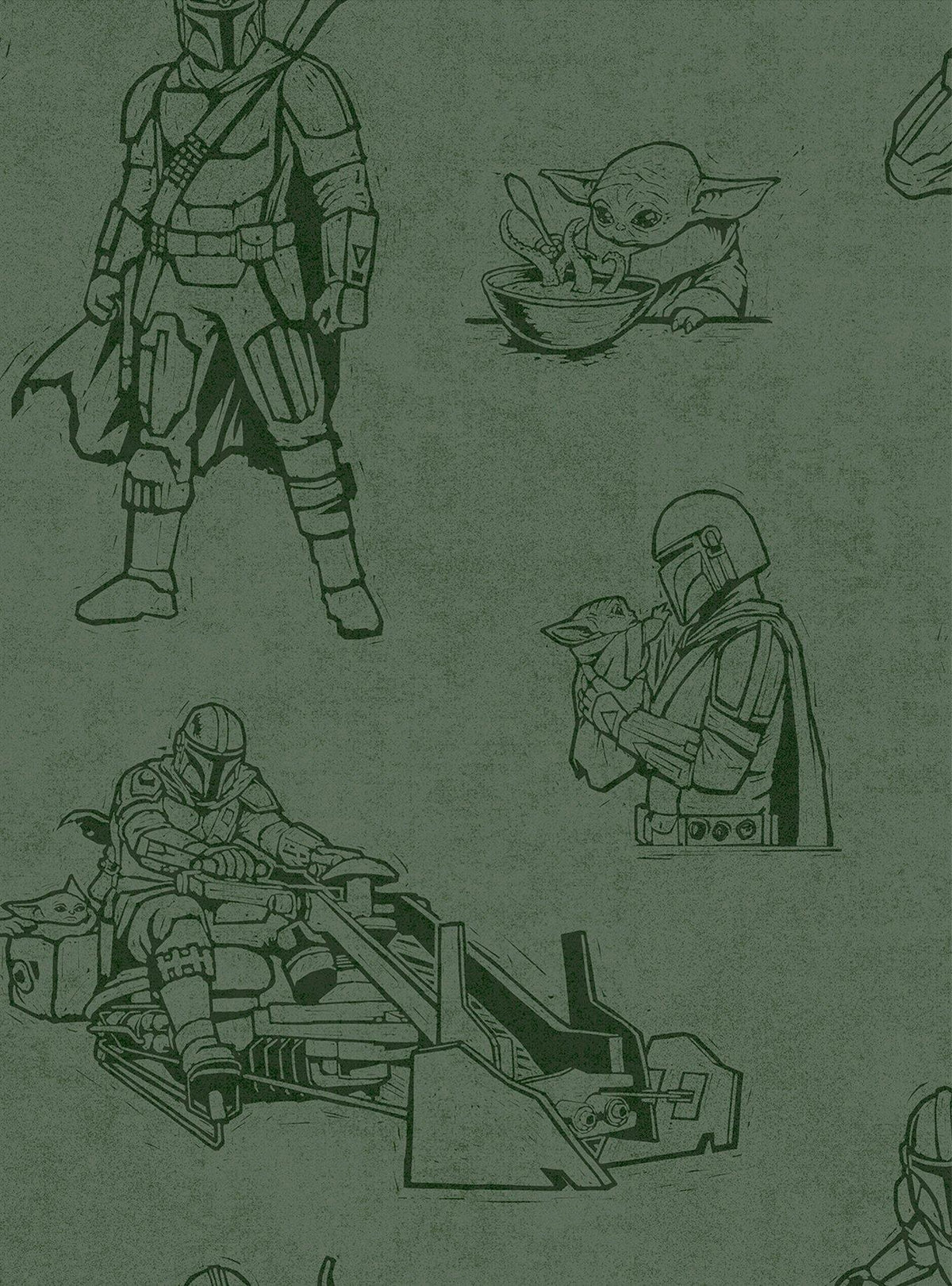Papel mural autoadhesivo Star Wars: The Mandalorian y Grogu