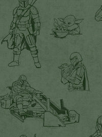 Papel mural autoadhesivo Star Wars: The Mandalorian y Grogu