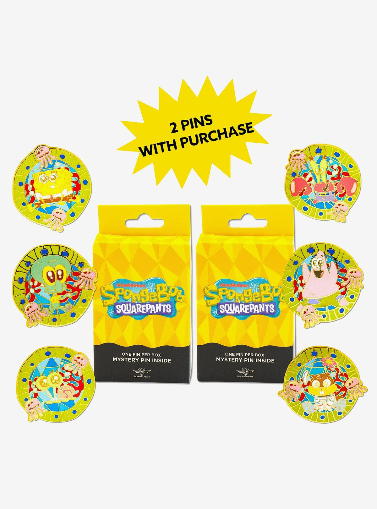Caja sorpresa de pin Bob Esponja que brilla en la oscuridad