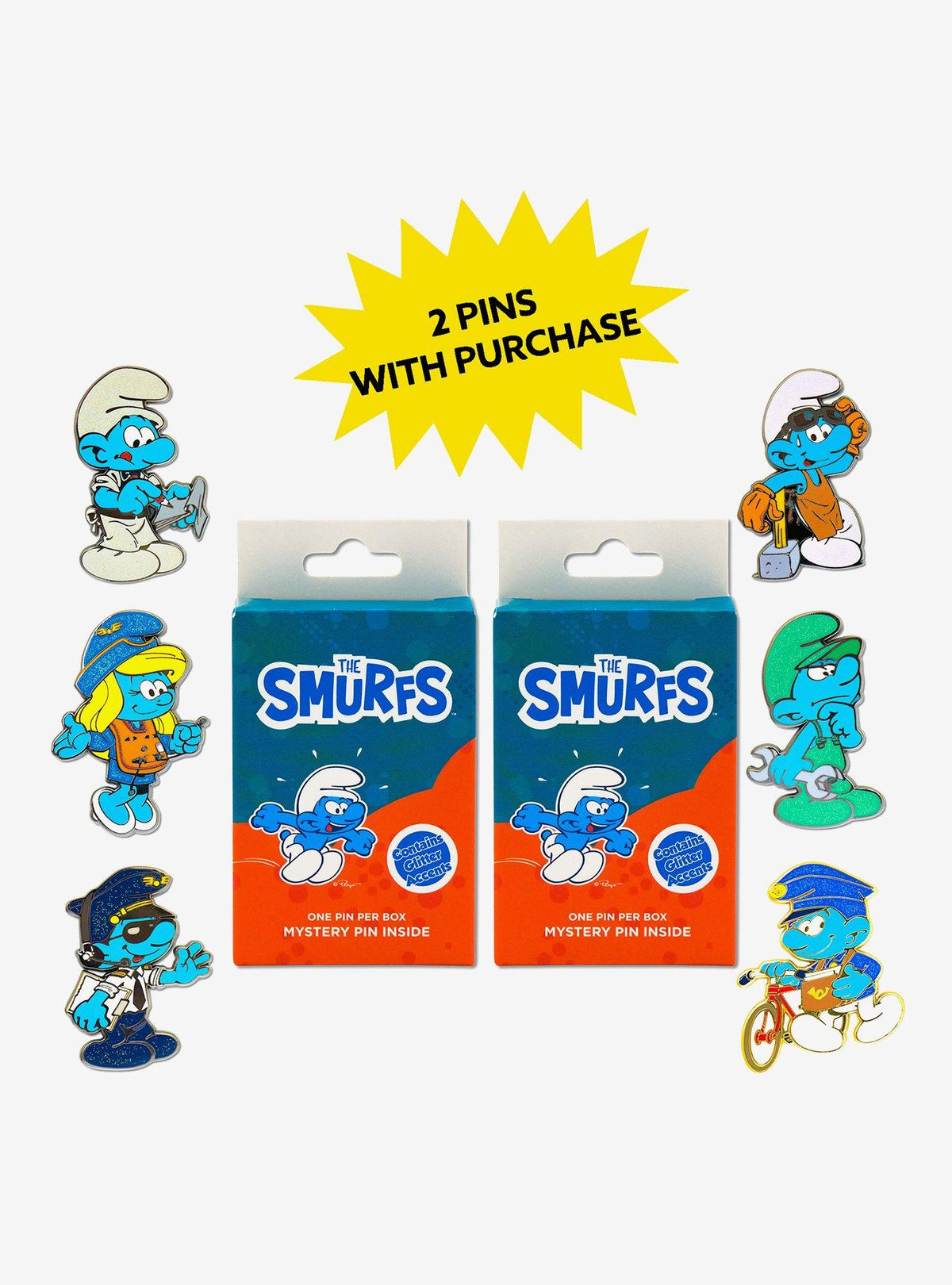 Los Pitufos: set de 2 pins sorpresa, serie 2