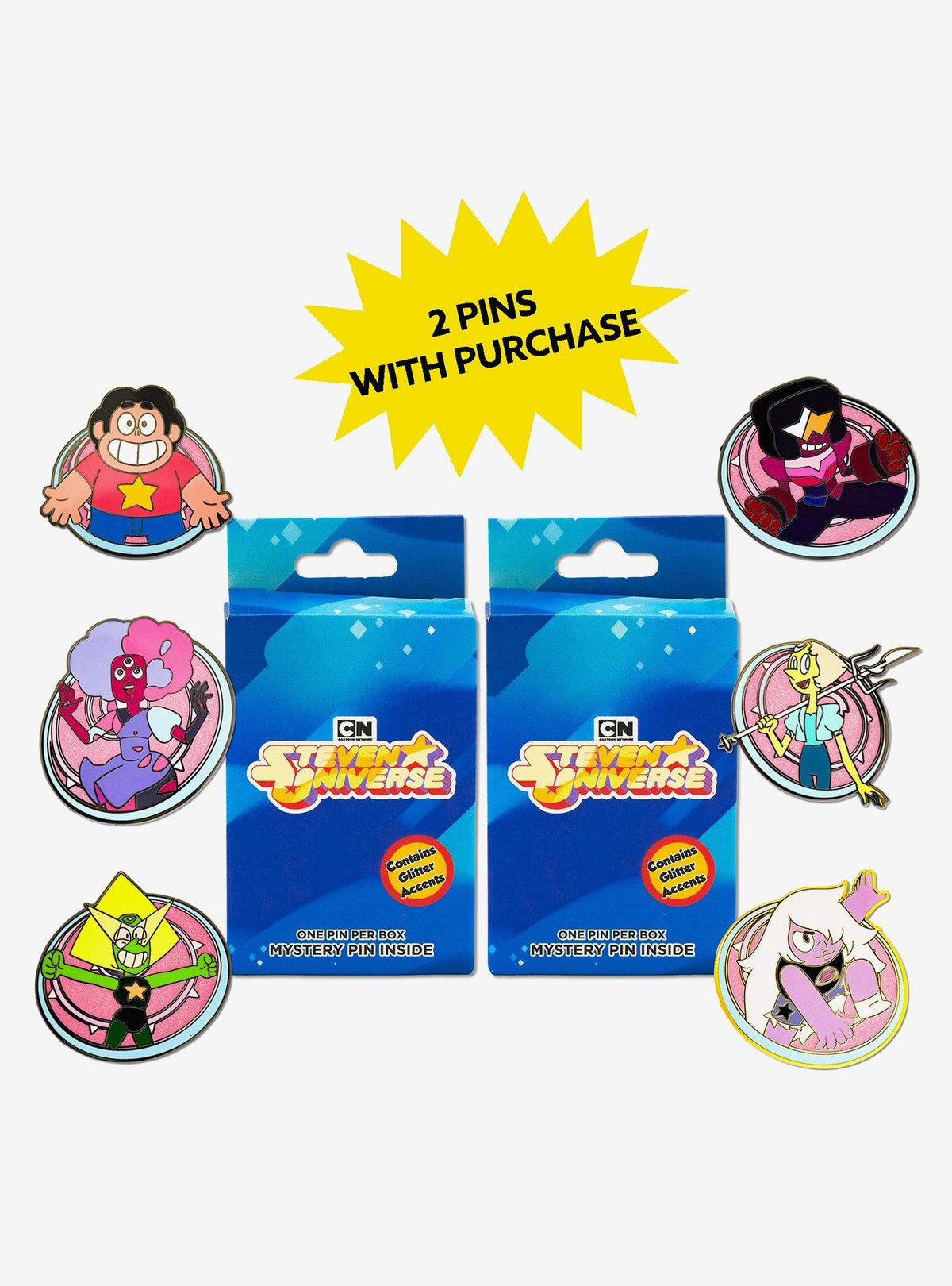 Pin sorpresa Steven Universe: Poses con escudo, serie 2 (pack de 2)