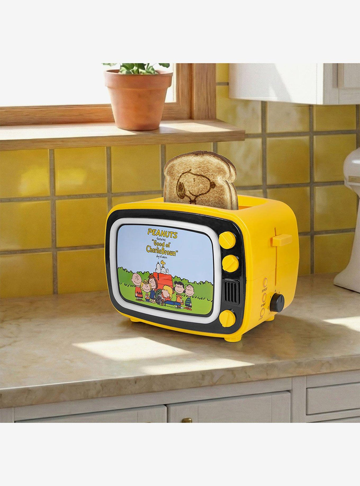 Tostador retro Peanuts con Snoopy y marco iluminado