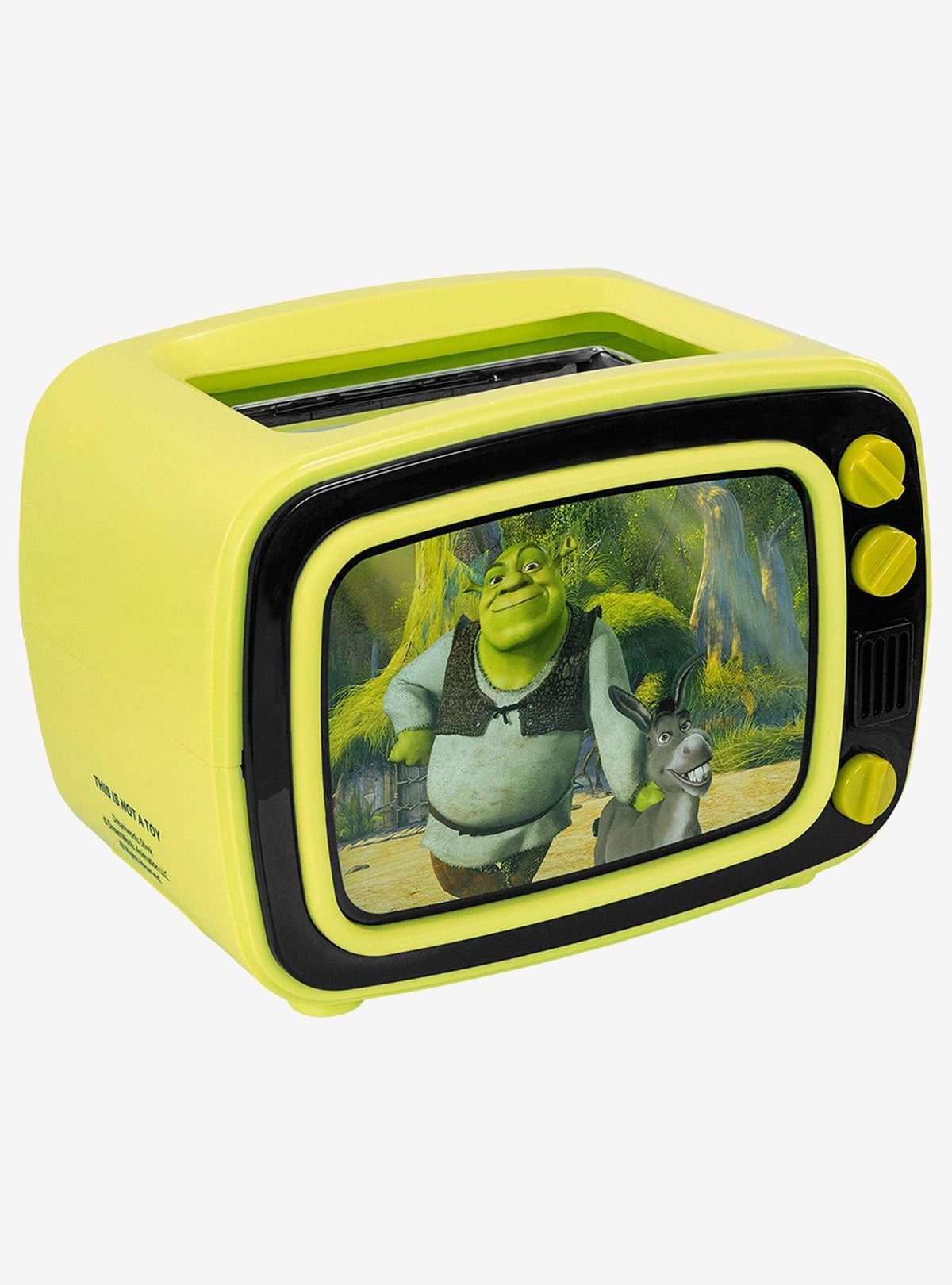 Tostador Shrek estilo TV retro con marco iluminado