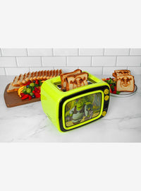 Tostador Shrek estilo TV retro con marco iluminado