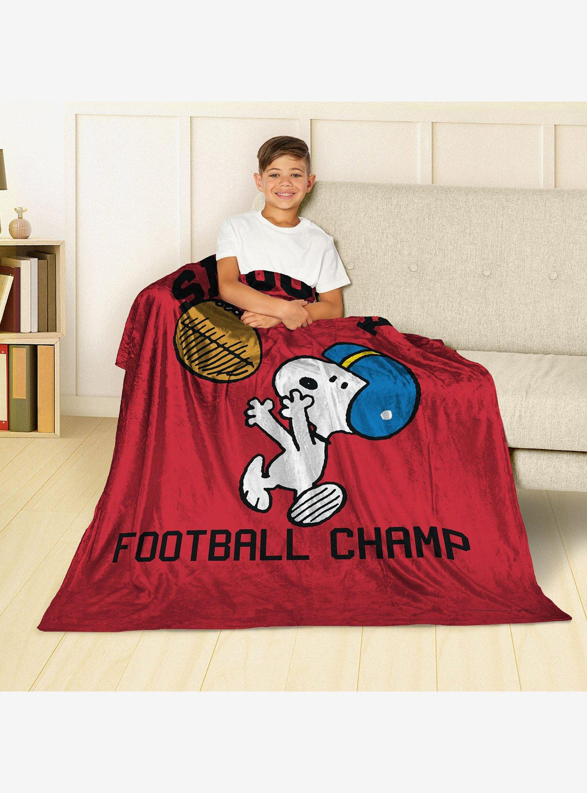 Manta de tacto sedoso Peanuts Snoopy Football