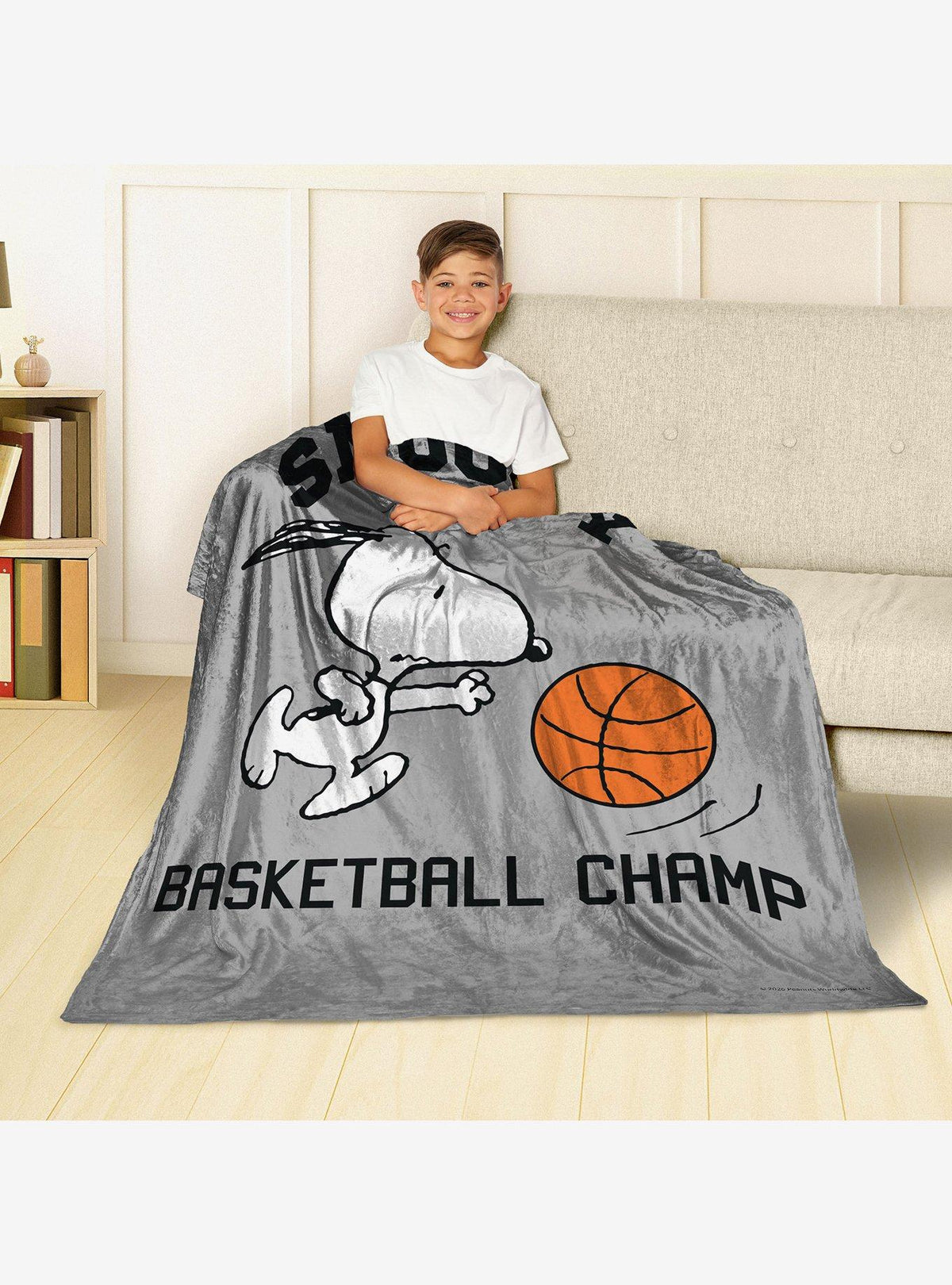 Manta Peanuts Snoopy Basketball de tacto sedoso