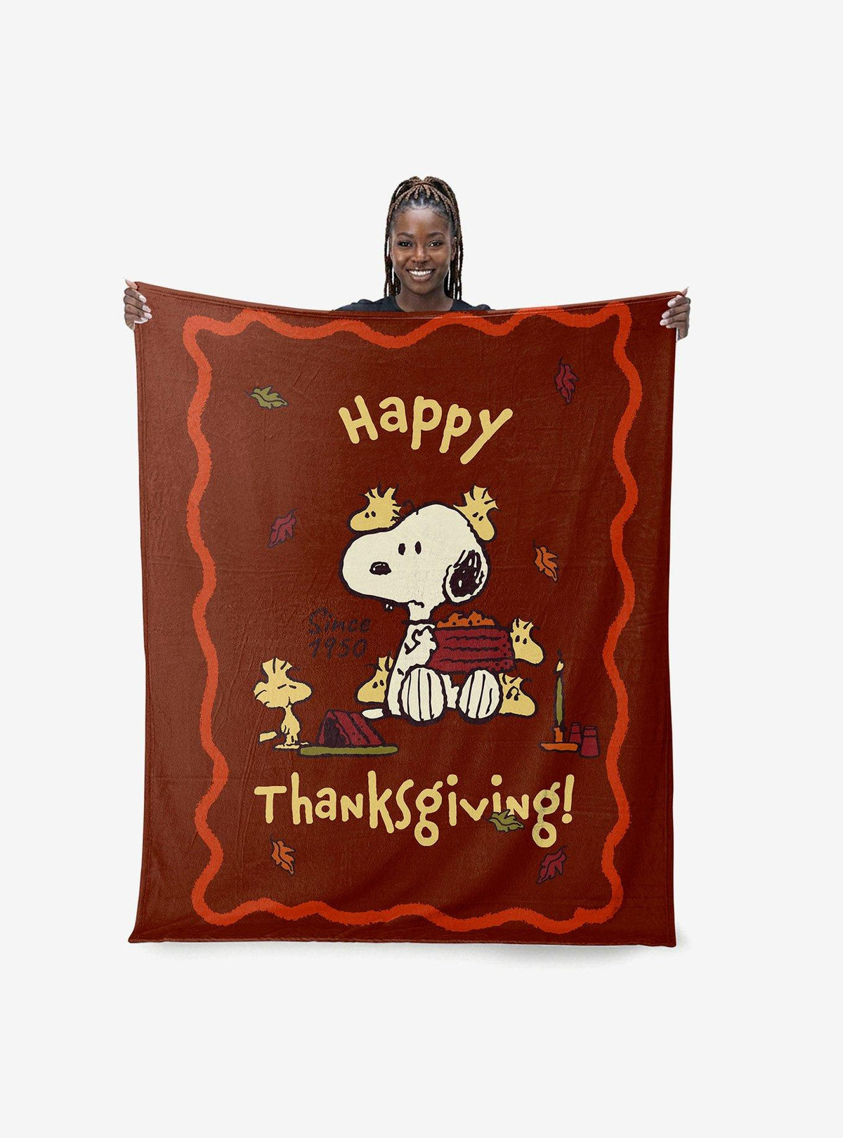 Manta Peanuts Thanksgiving de tacto sedoso