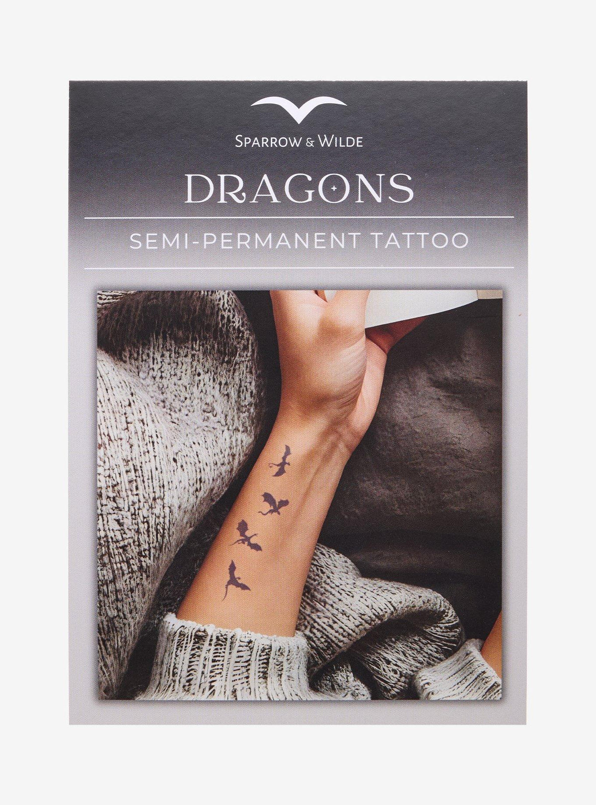 Tatuaje semipermanente de dragones Fourth Wing