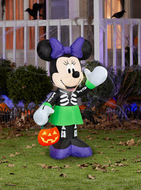 Minnie Mouse inflable con disfraz de esqueleto y calabaza