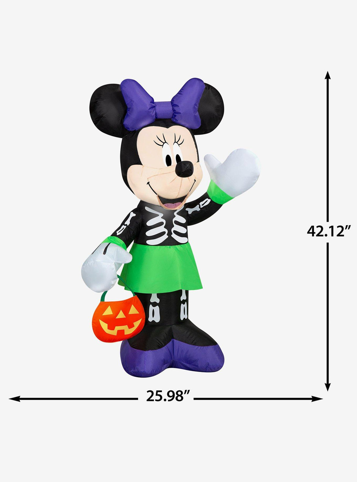 Minnie Mouse inflable con disfraz de esqueleto y calabaza