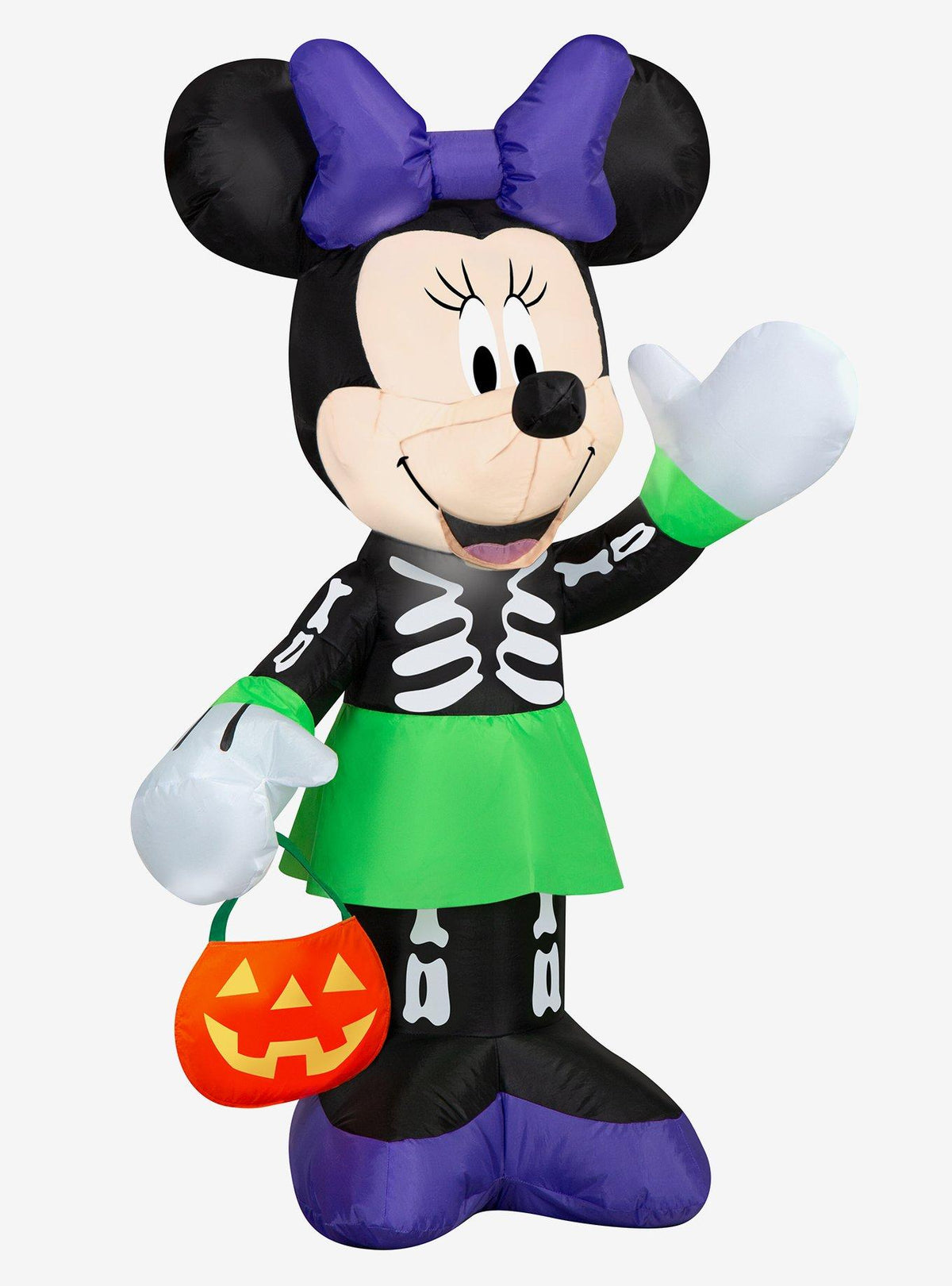 Minnie Mouse inflable con disfraz de esqueleto y calabaza