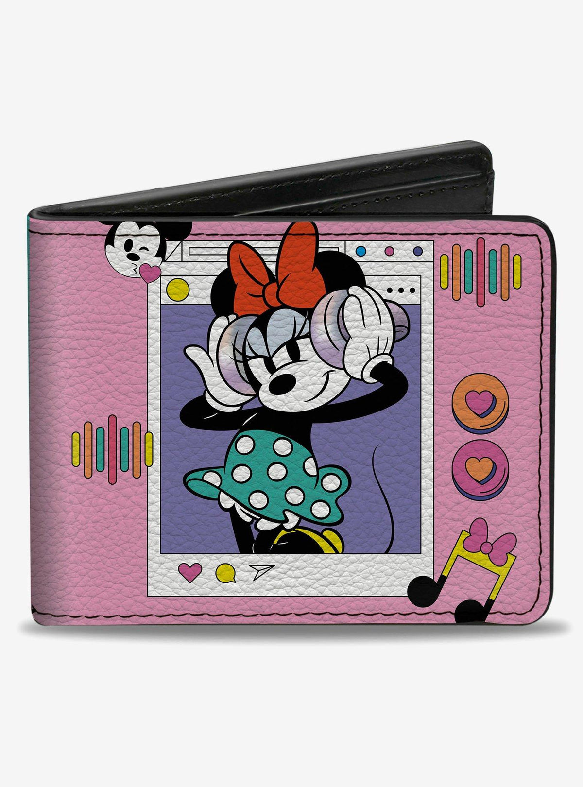 Billetera de Minnie Mouse con pose musical y guiño