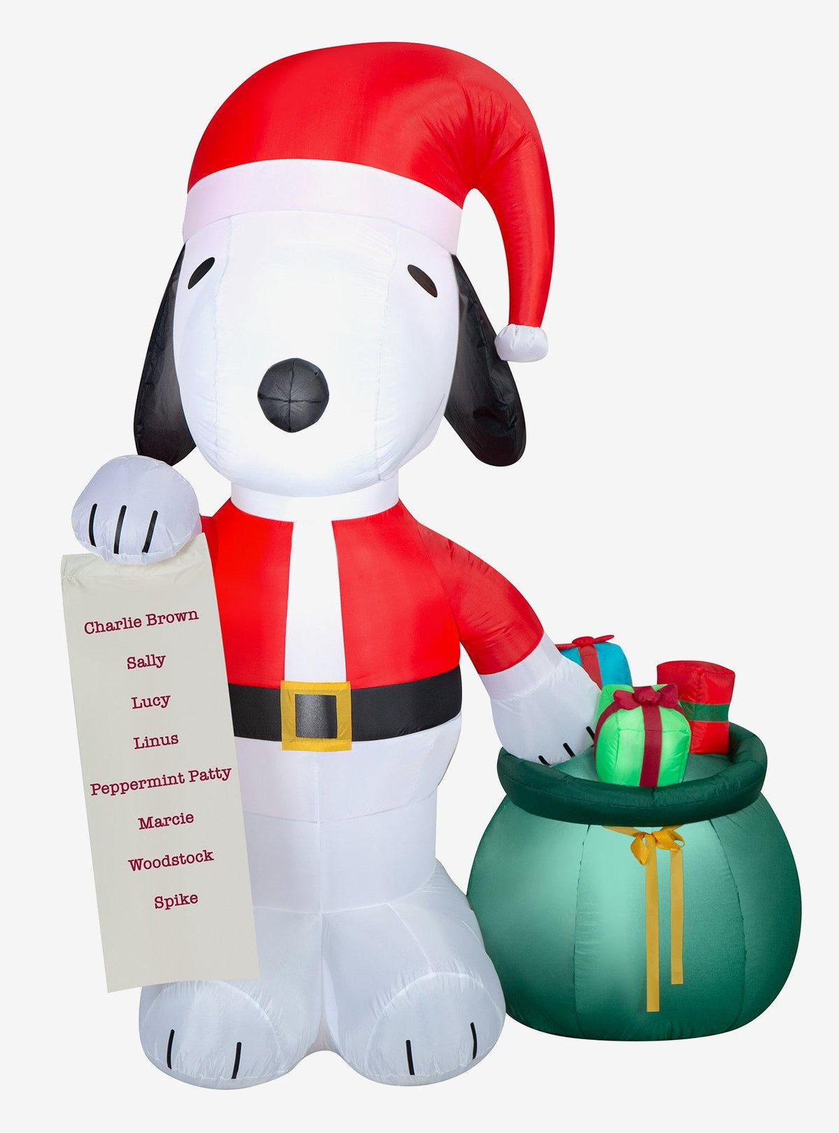 Adorno navideño inflable de Snoopy con regalos