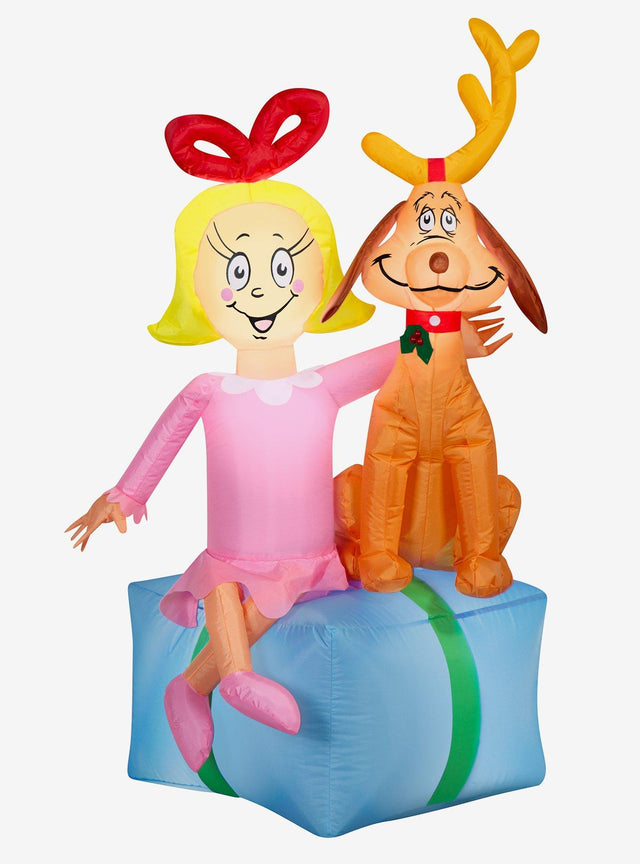 Adorno navideño inflable de Cindy-Lou Who y Max