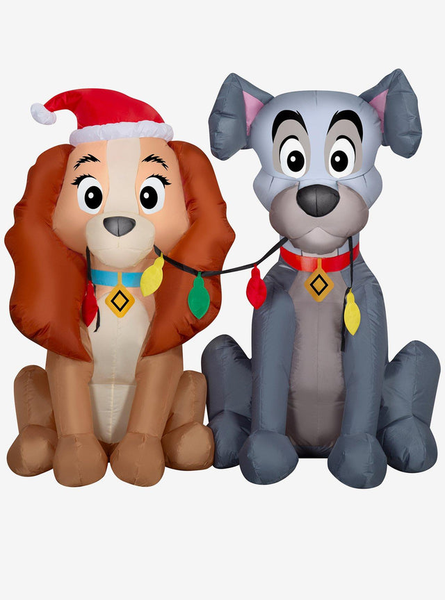 Adorno inflable navideño de Lady y Tramp