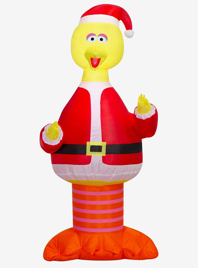 Adorno inflable iluminado de Big Bird con traje de Santa
