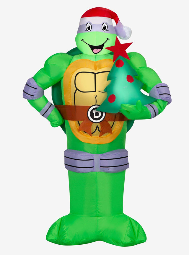 Adorno inflable navideño de Donatello con árbol