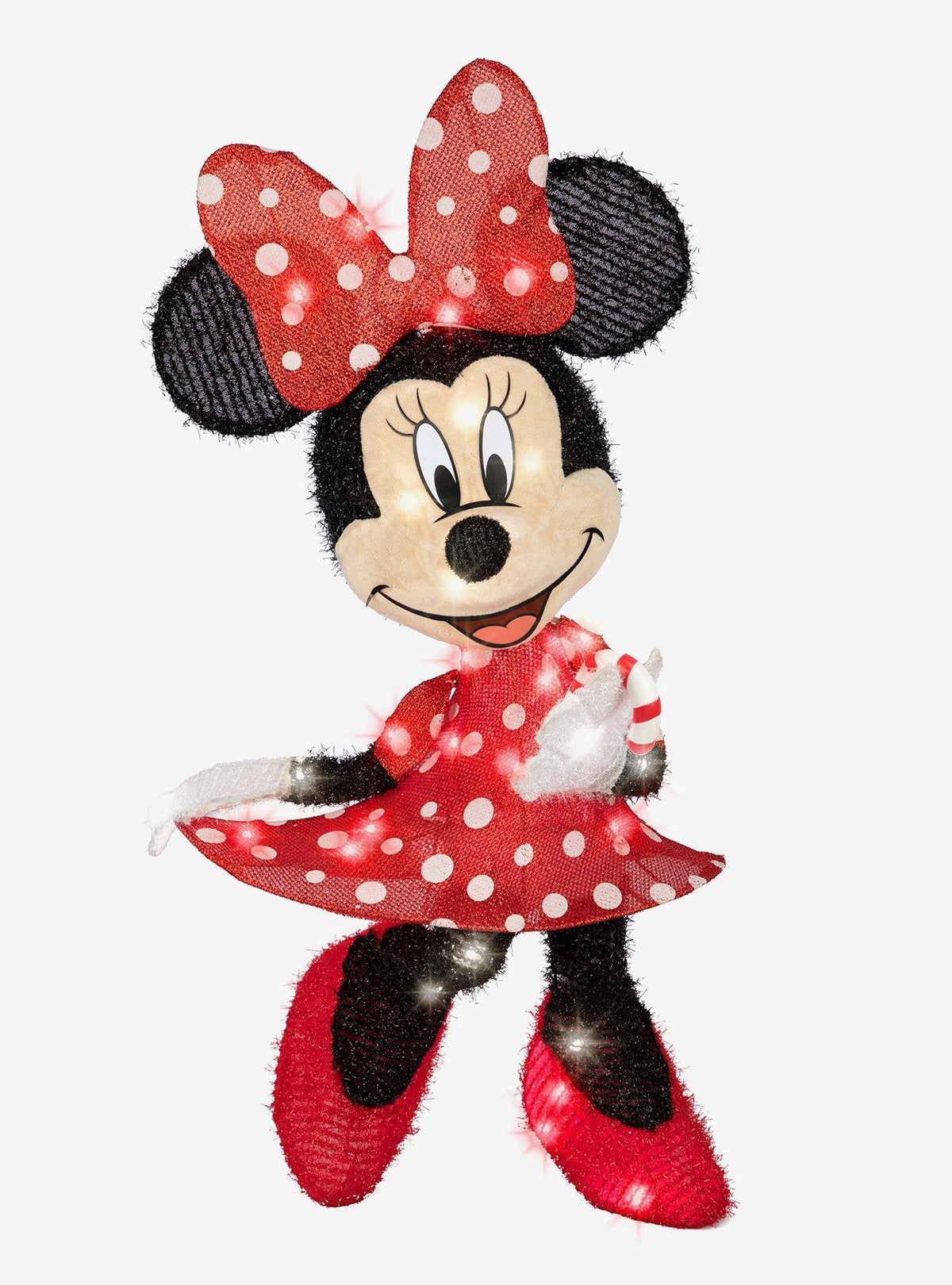 Minnie Mouse con vestido rojo: escultura 3D iluminada