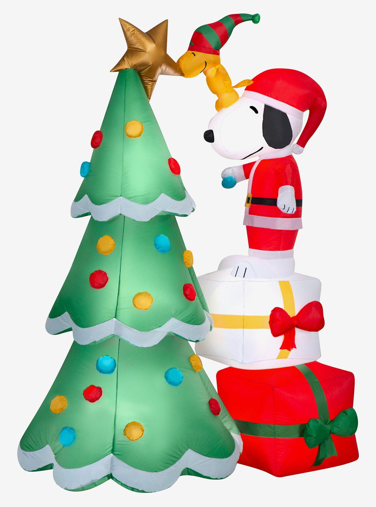 Peanuts: Snoopy y Woodstock decoran el árbol inflable