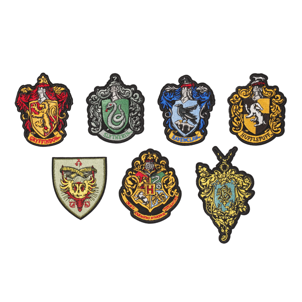 Set completo de broches bordados de Hogwarts