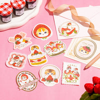 Sticker Mofusand de gato con gorro de frutilla