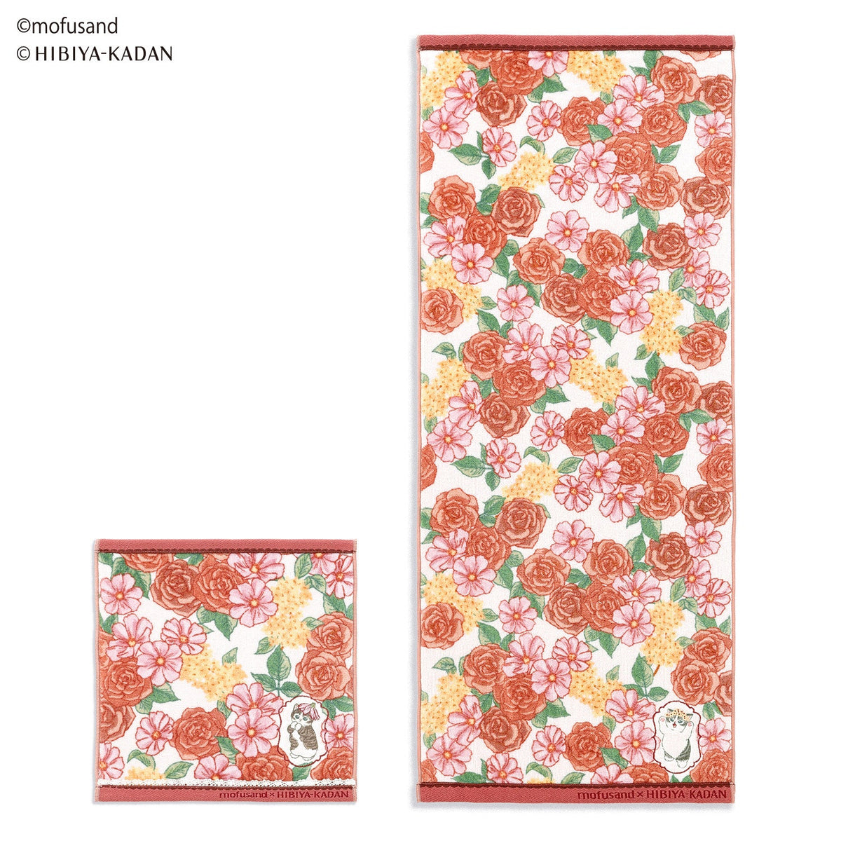 Toalla facial Mofusand x Hibiya Kadan (otoño, roja)