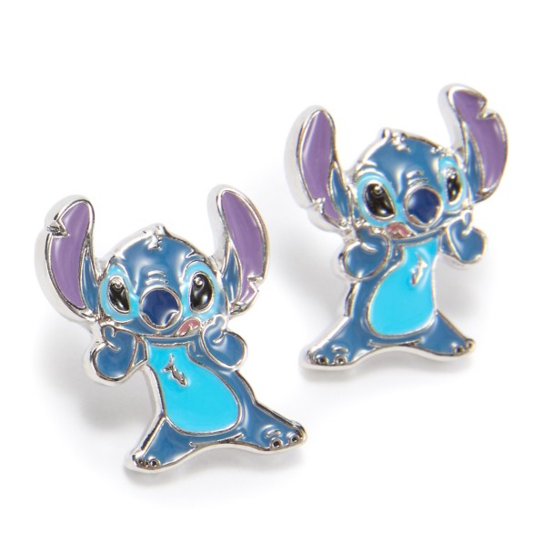 Set de aros tipo botón de Stitch y Angel