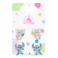 Set de aros tipo botón de Stitch y Angel