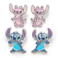 Set de aros tipo botón de Stitch y Angel
