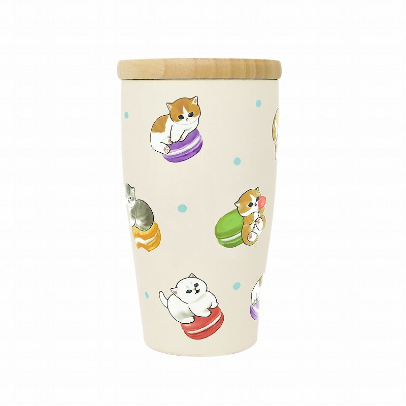 Vaso mofusand con tapa de madera (macaron)