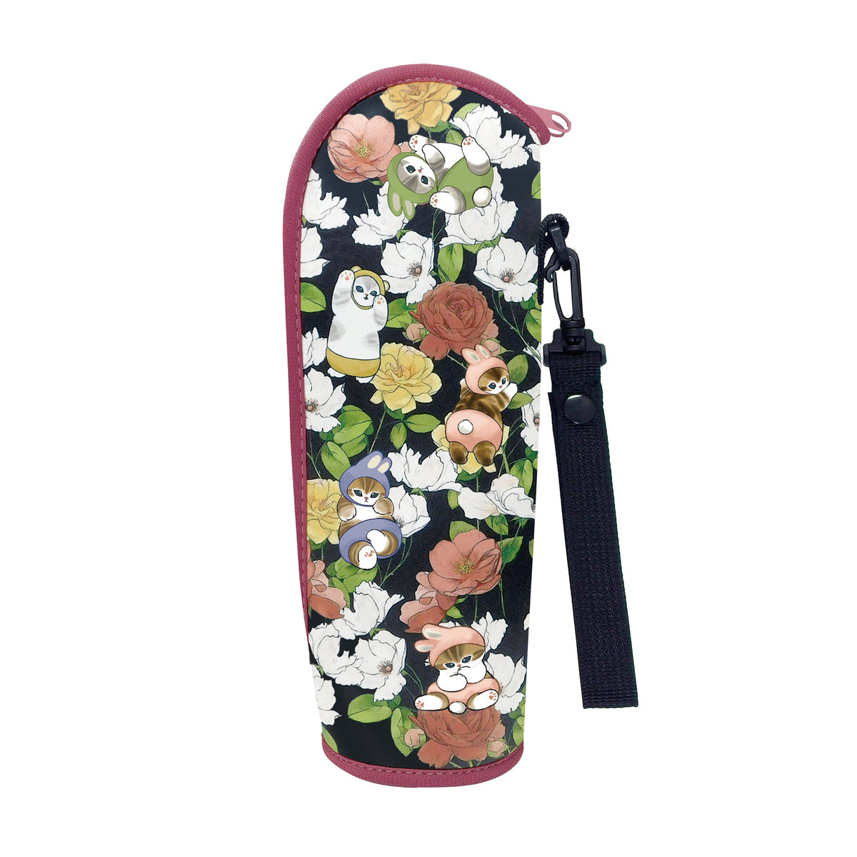 Estuche para botella mofusand con diseño de rosas