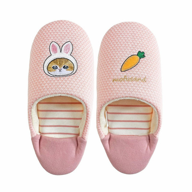 Pantuflas tipo babucha pastel mofusand rosadas