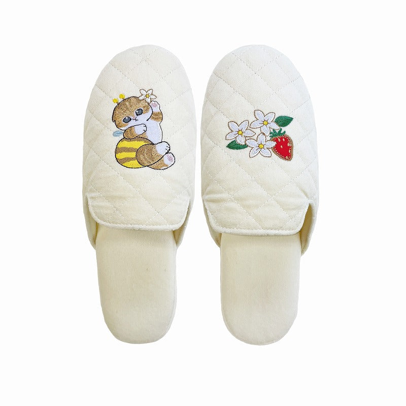 Pantuflas suaves con taco mofusand color marfil