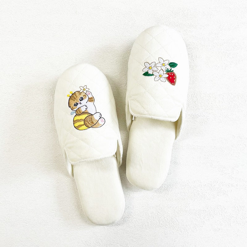 Pantuflas suaves con taco mofusand color marfil