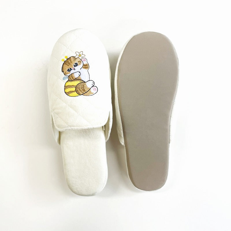 Pantuflas suaves con taco mofusand color marfil