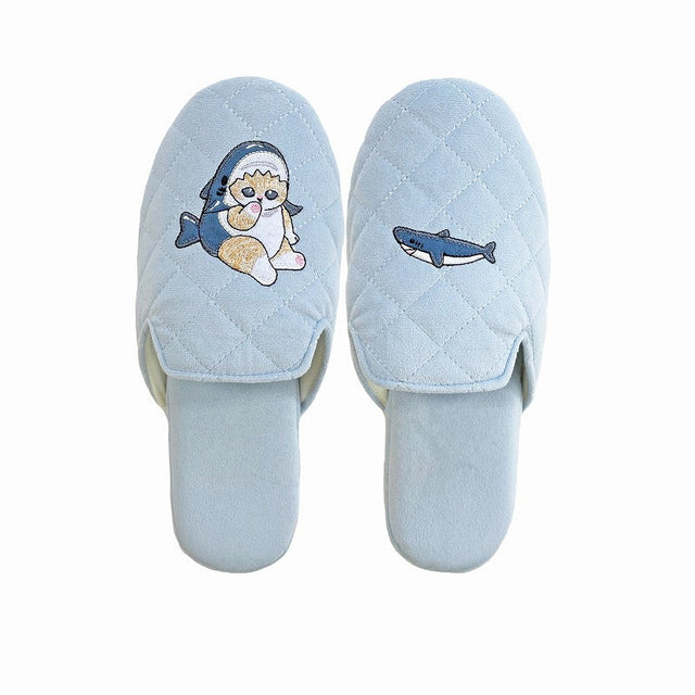 Pantuflas suaves Mofusand con taco, azules