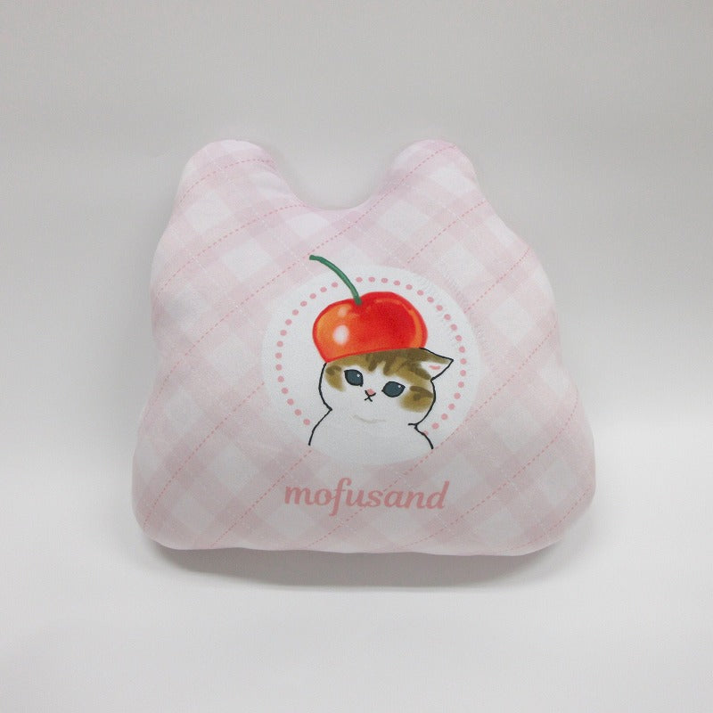 Cojín mofusand con diseño de gatito y cerezas