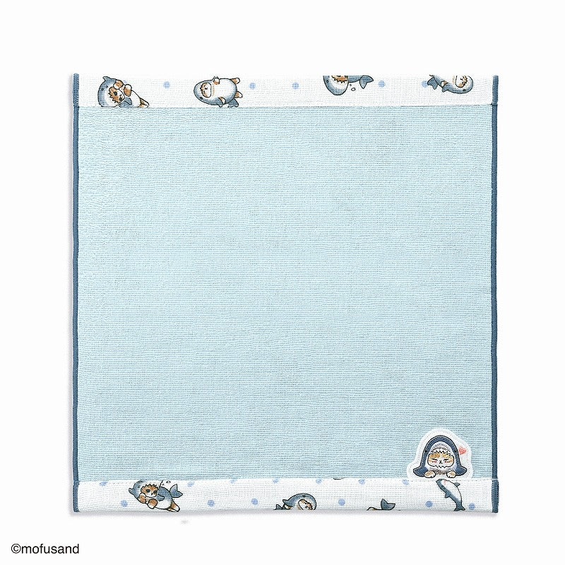 Toalla de mano mofusand Shark Meow azul