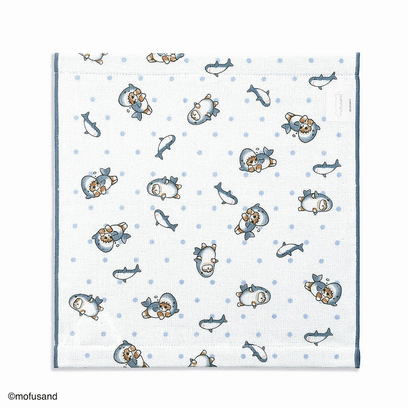 Toalla de mano mofusand Shark Meow azul