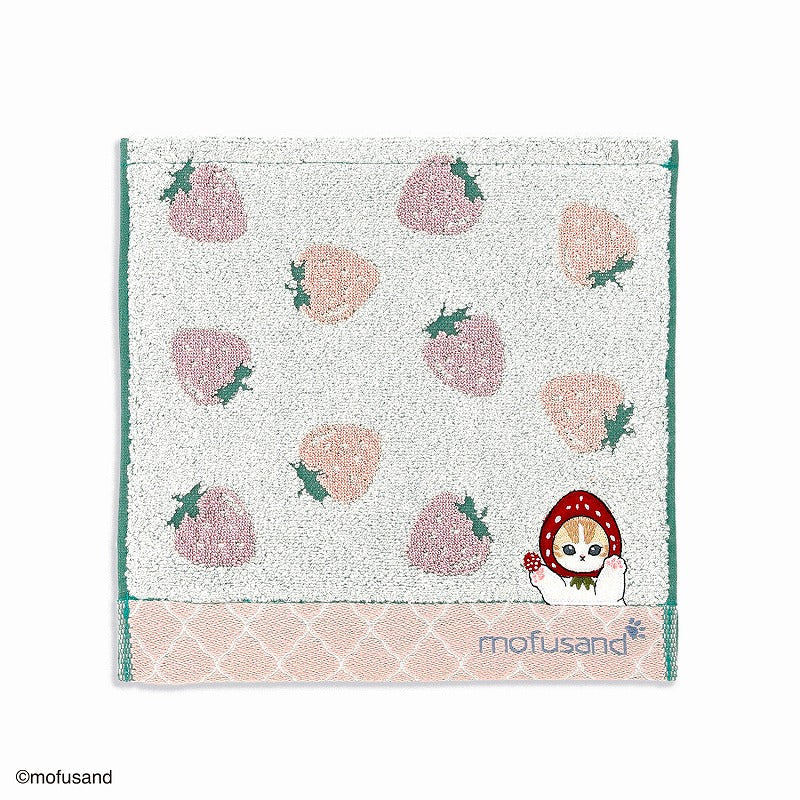 Toalla de mano Mofusand con frutilla rosada