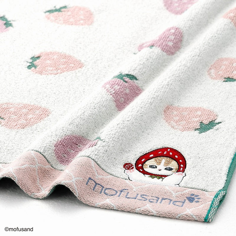 Toalla de rostro Mofusand con frutilla rosada