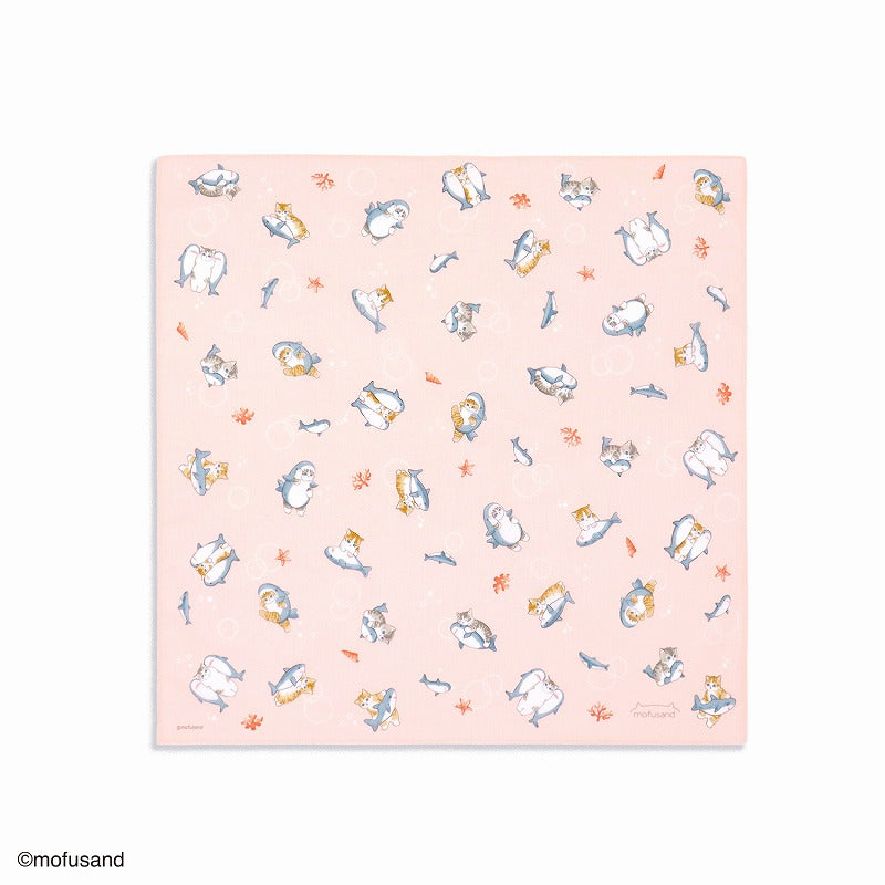 Pañuelo Mofusand de gatito tiburón rosado