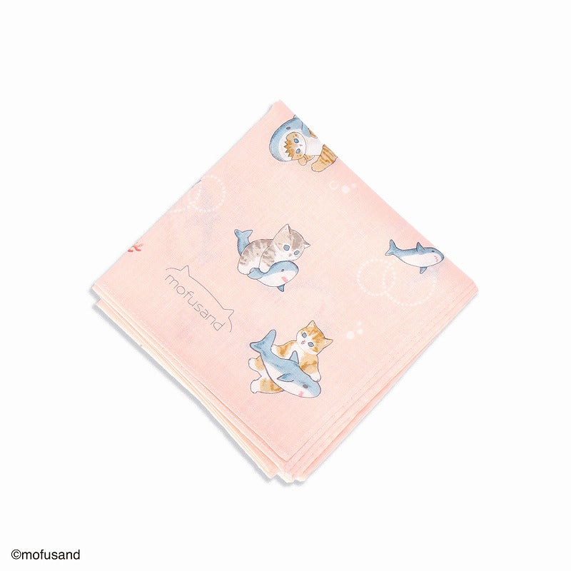 Pañuelo Mofusand de gatito tiburón rosado