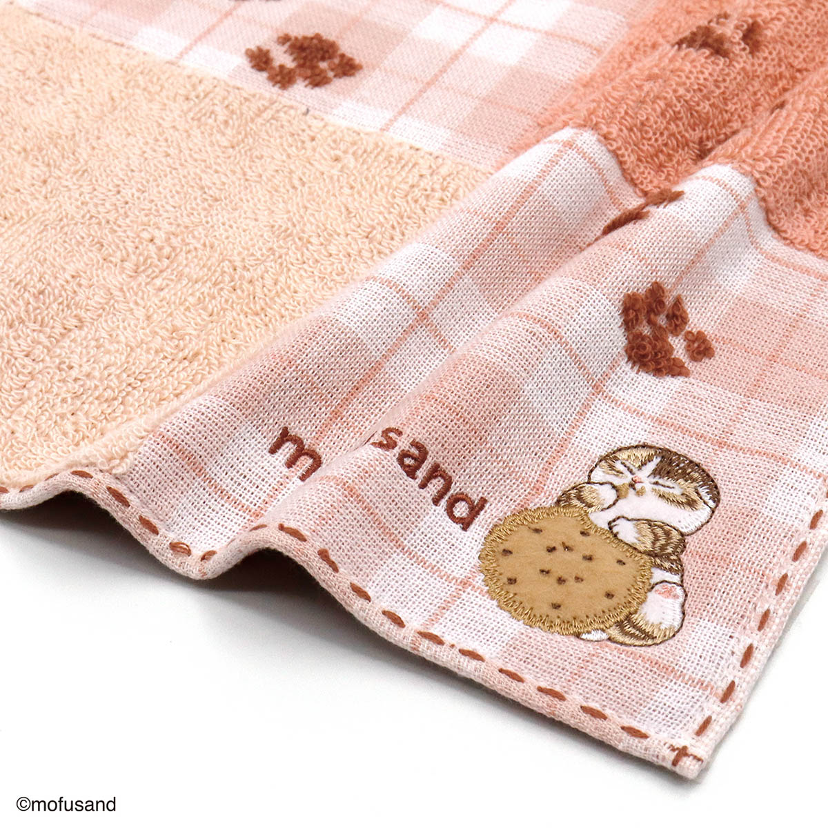Pañuelo de mano Mofusand Gatito Galleta rosado