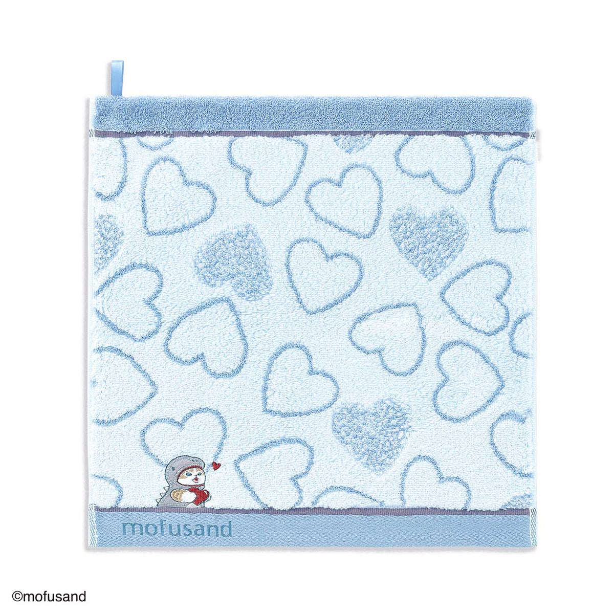 Toalla de manos Mofusand con colgador, gatito monstruo azul